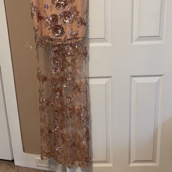Rose Gold Sequin Overlay Dress - Picture 4 of 7